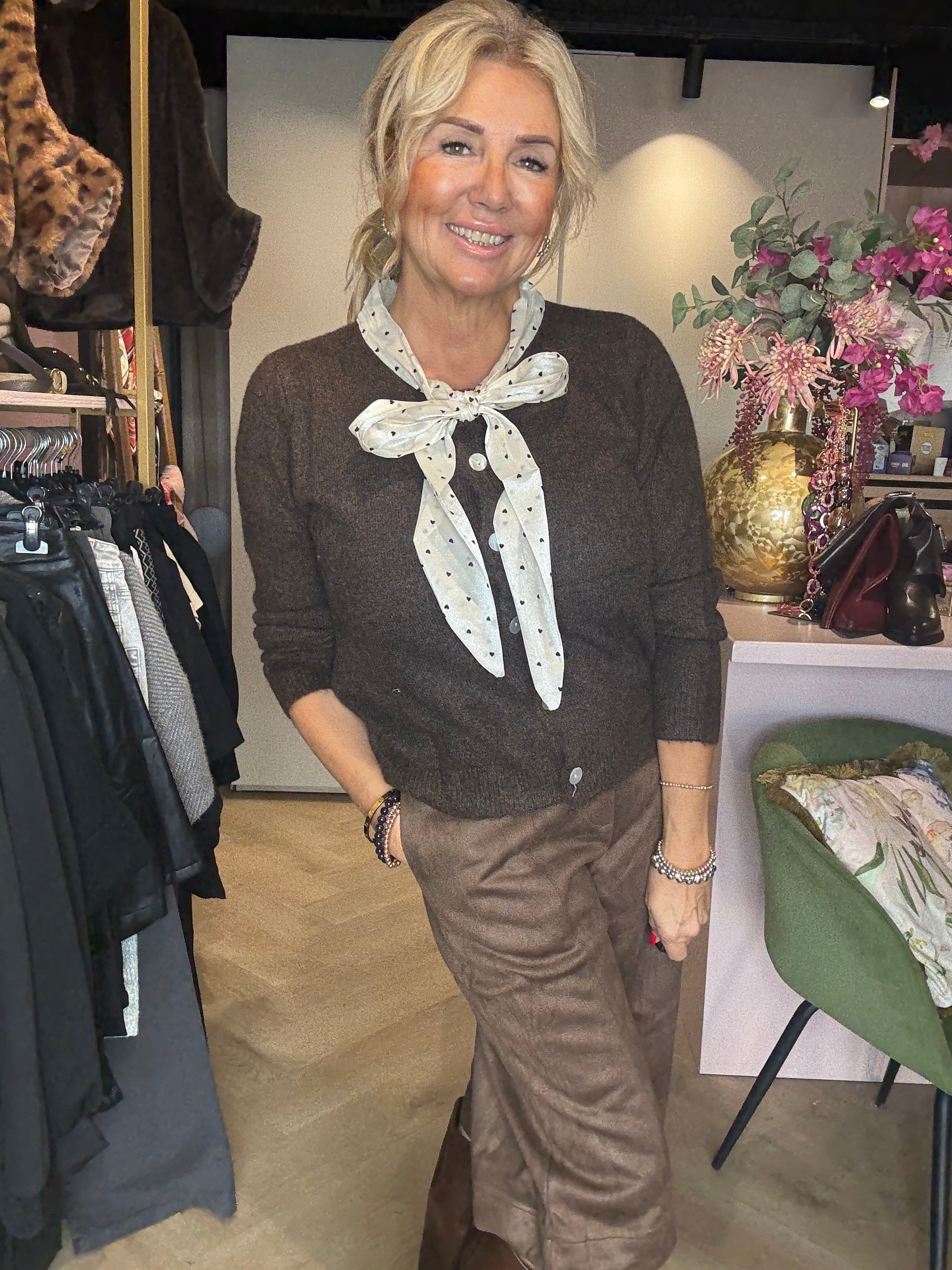 Vest Bruin Polka Dot